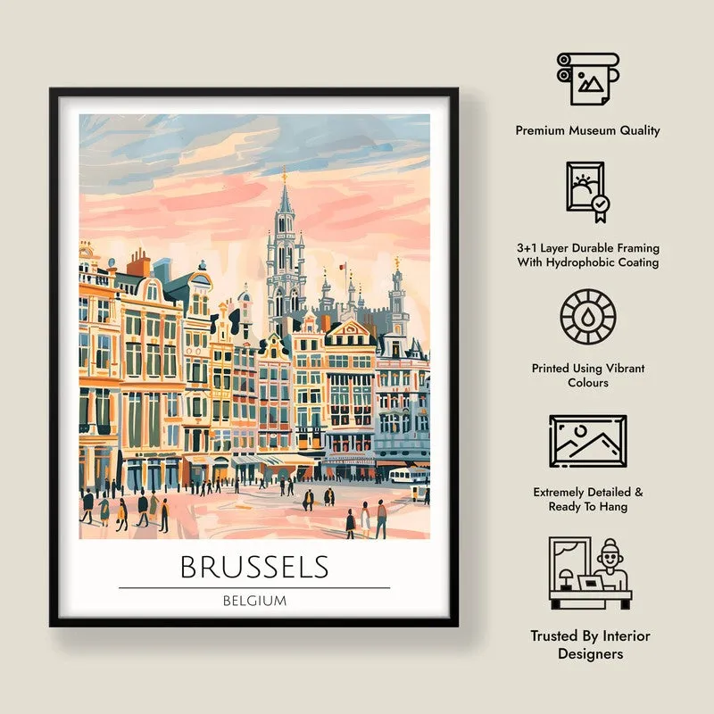 Vintage Brussels Framed Canvas Wall Painting media 8