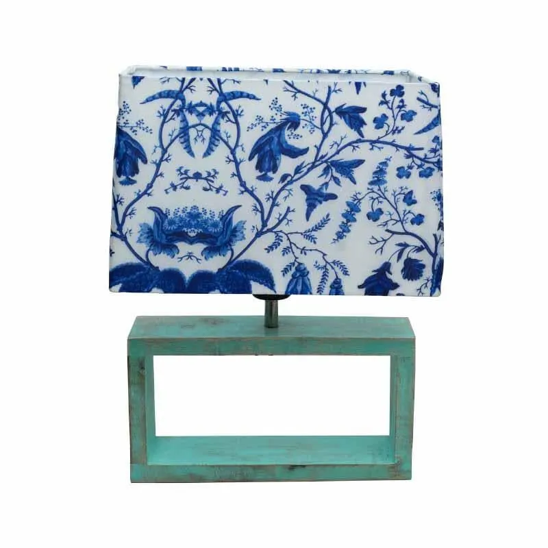Marina Block Beauty Fabric Table Lamp - White,Blue media 3