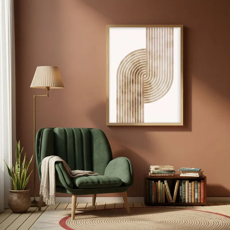 Flowing Symmetry Canvas Wall Painting With Brown Frame media 1