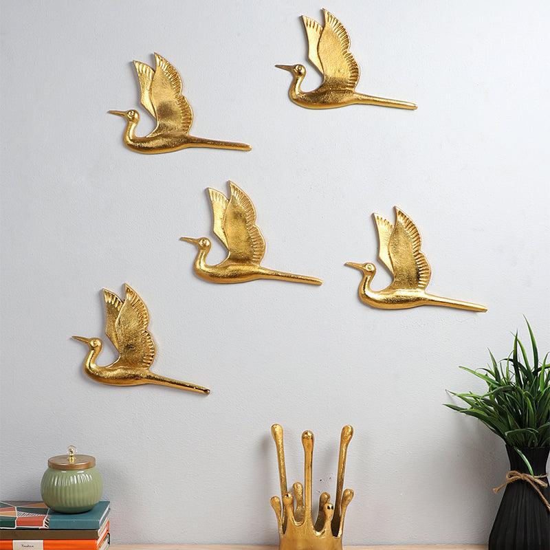 Golden Flock Aluminium Wall Accents - Set Of Five