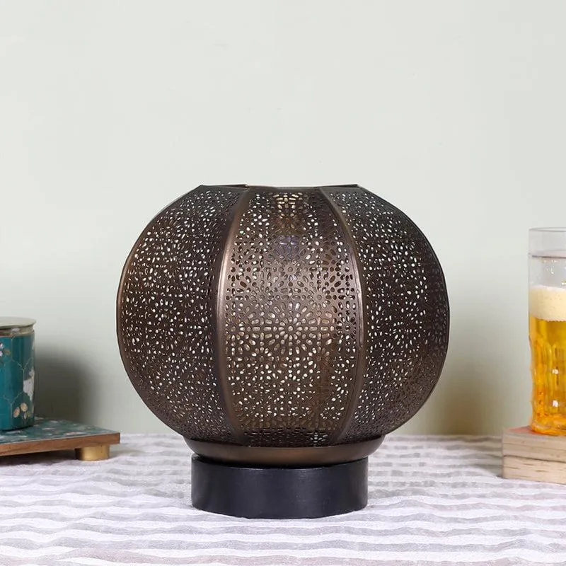 Jwaala Round Etched Metal Table Lamp - Metallic media 3