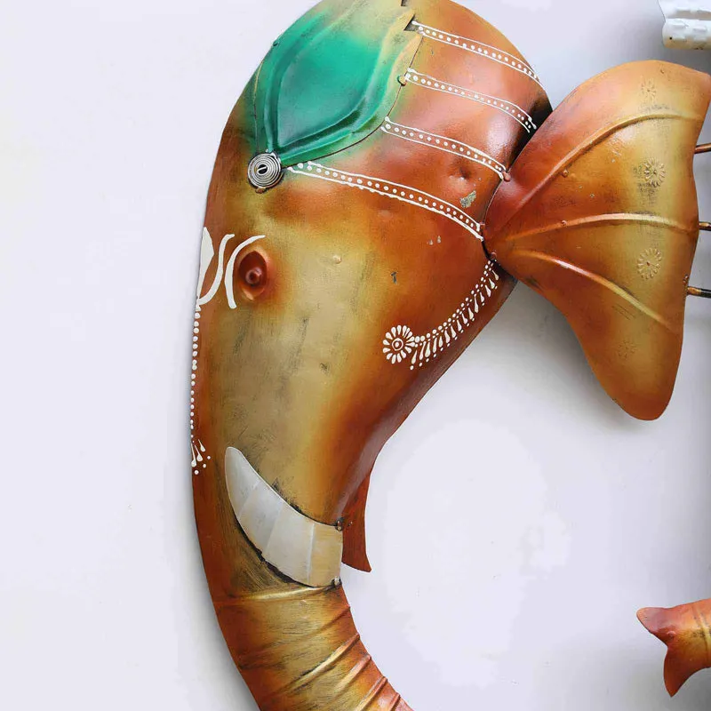 Ganesha with Veena Iron Wall Accent media 7