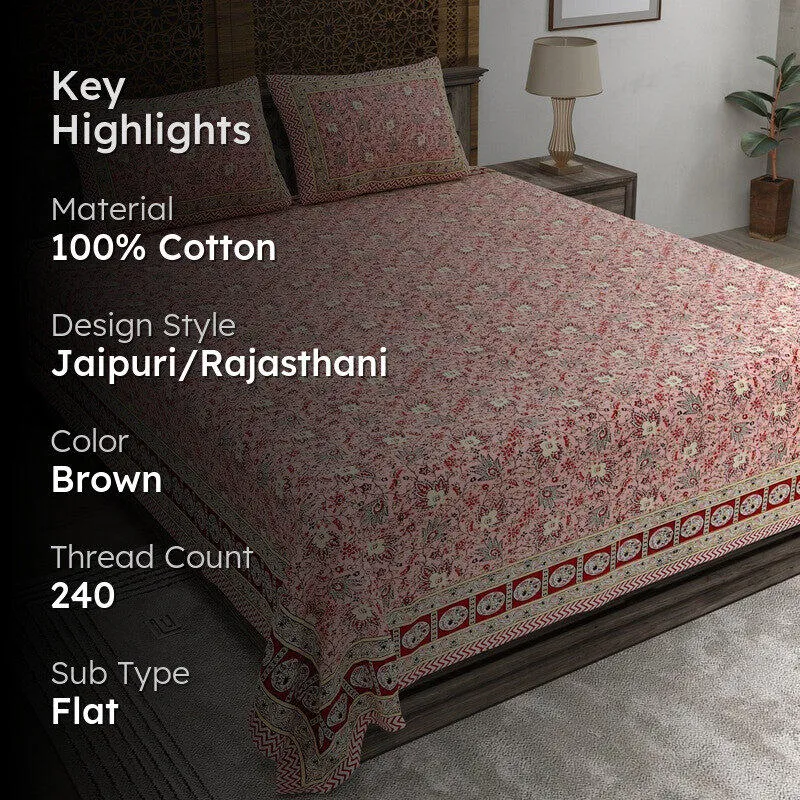Geora Cotton Bedsheet (Brown) - 240 TC media 2
