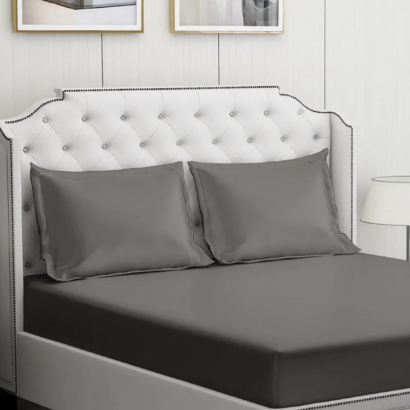 Moonweave Solid Cotton Bedsheet (Charcoal) - 400 TC media 5