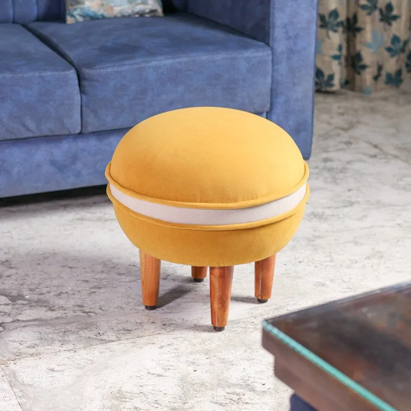 Contemporary Velvet Footrest Ottoman  Yellow media 1
