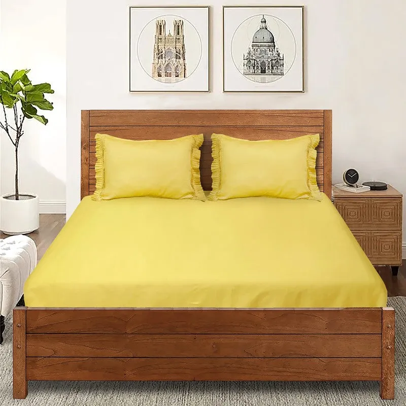 Mono Magic Cotton Bedsheet (Yellow) - 300 TC media 1