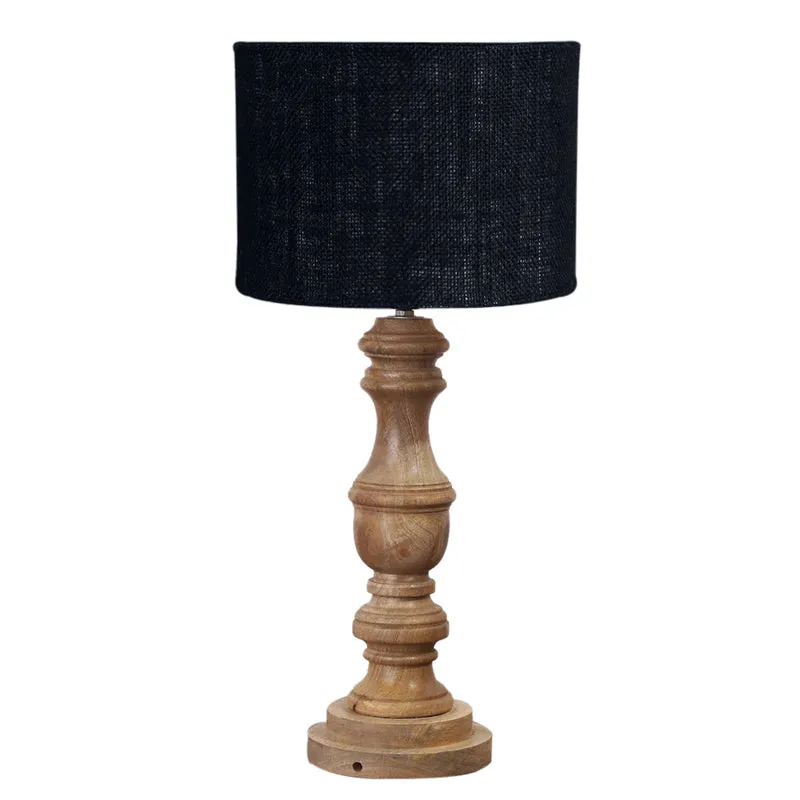 Sienna I Carve Wooden Table Lamp - Black,Brown media 6