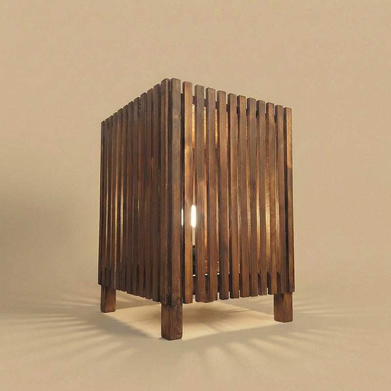 GeoCage Wooden Floor Lamp - Brown media 4