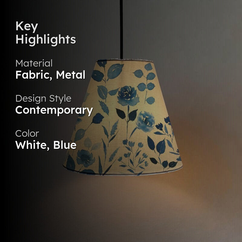 Indigo Clam Handpainted Fabric Ceiling Lamp media 2