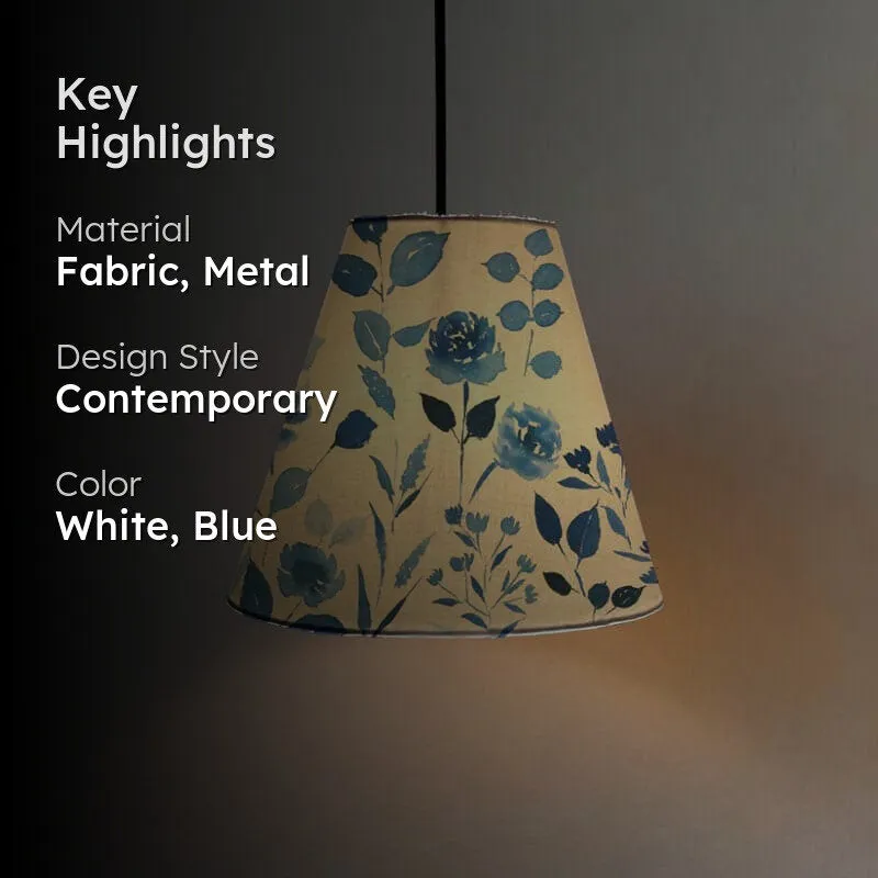 Indigo Clam Handpainted Fabric Ceiling Lamp media 2