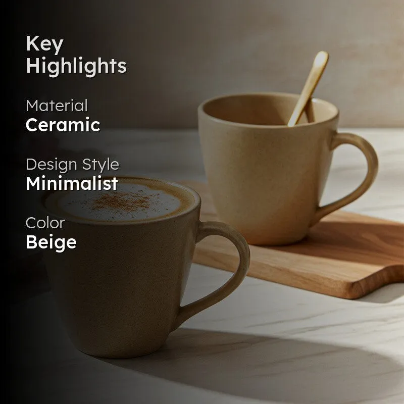 Tassa Ceramic Coffee Mug (350 mL Each) - Set of Two media 2