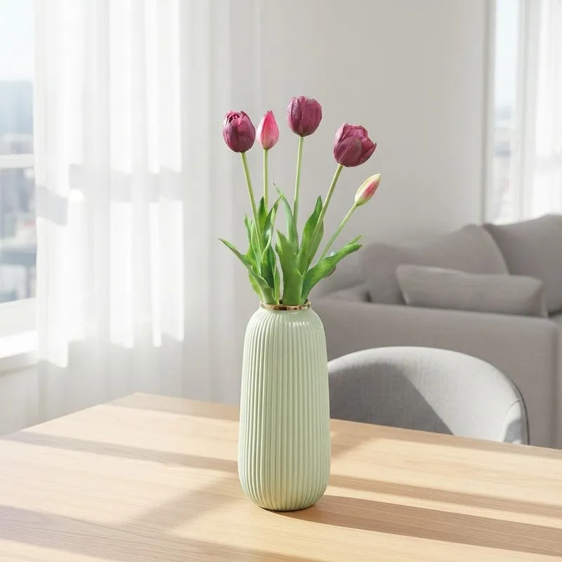 Tulip Artificial Flower Bunch - Maroon media 1