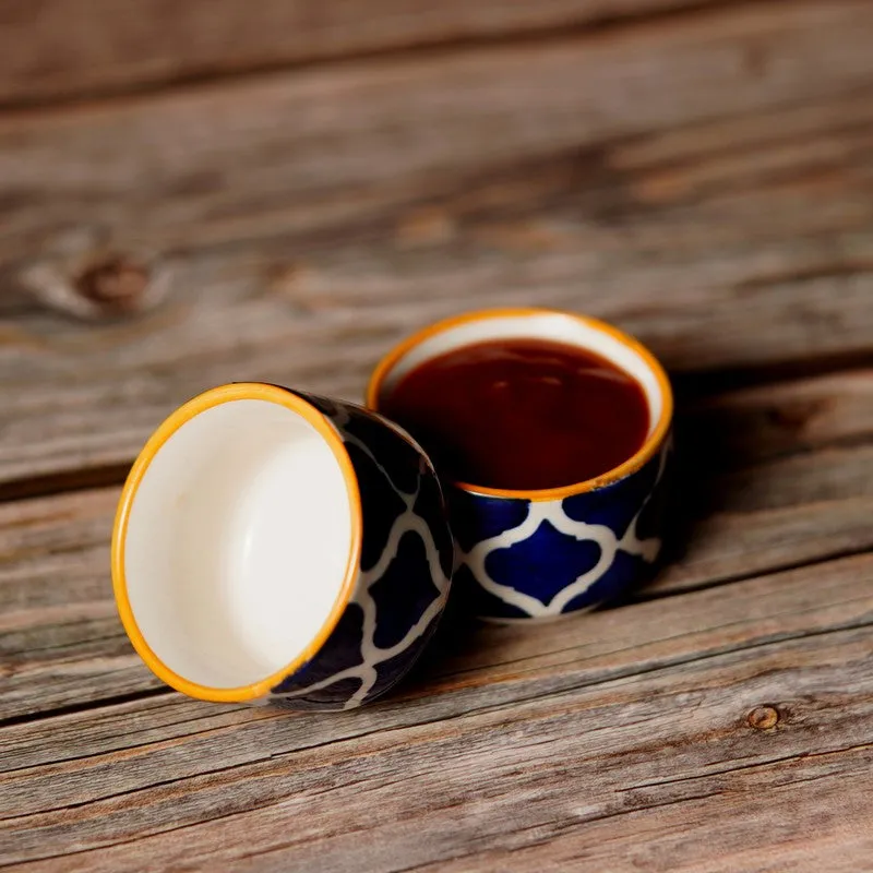 Servique Ceramic Dip Bowls (Blue,Yellow,40 mL Each) - Set Of Two media 5