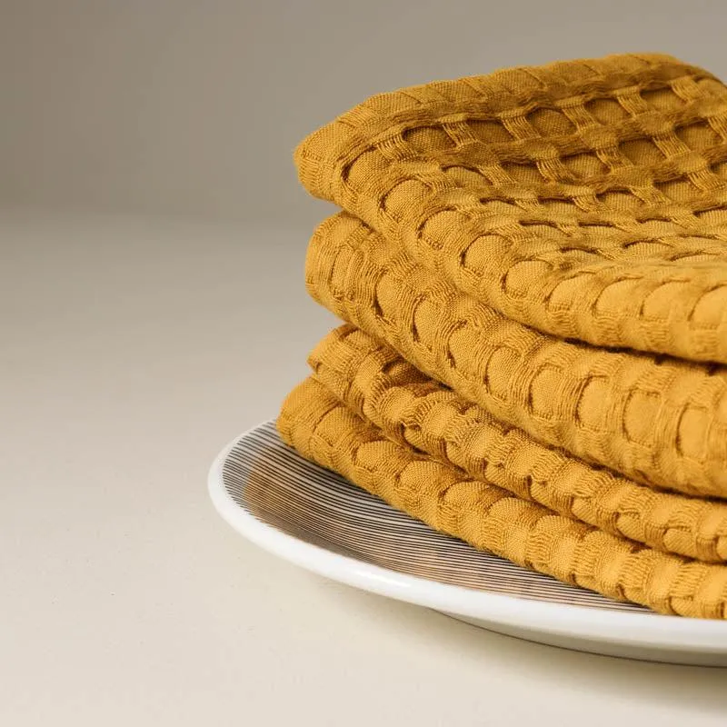 Cloud Soft Waffle Face Towel (Yellow) - Set Of Four media 3