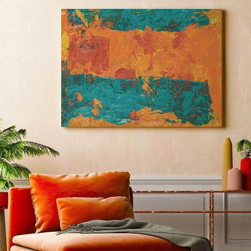 Fire In Blue Abstract Canvas Painting - Gallery Wrap media 1
