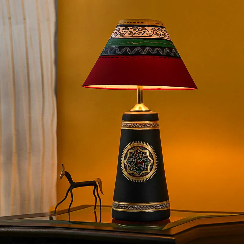 Soma Warli Painted Table Lamp - Multicolor media 1