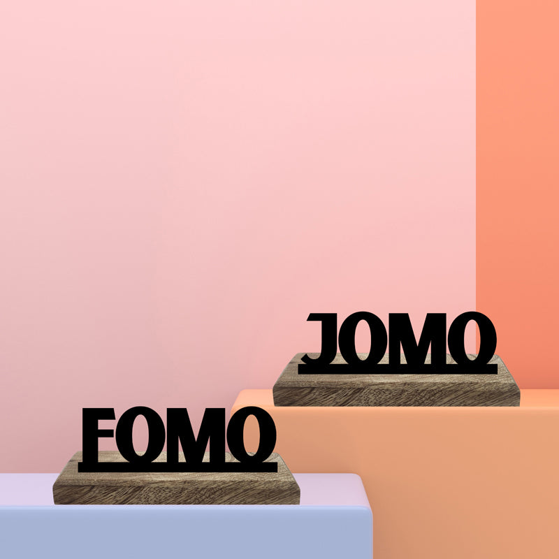 JOMO & FOMO Typography Showpiece - Set Of Two