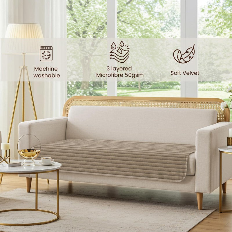Urban Space Linear Quilted Sofa Cover - Brown media 7