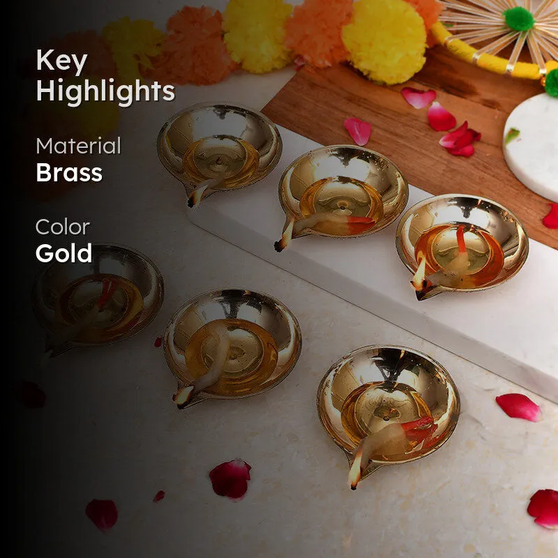 Makar Brass Diya - Set Of Six media 2
