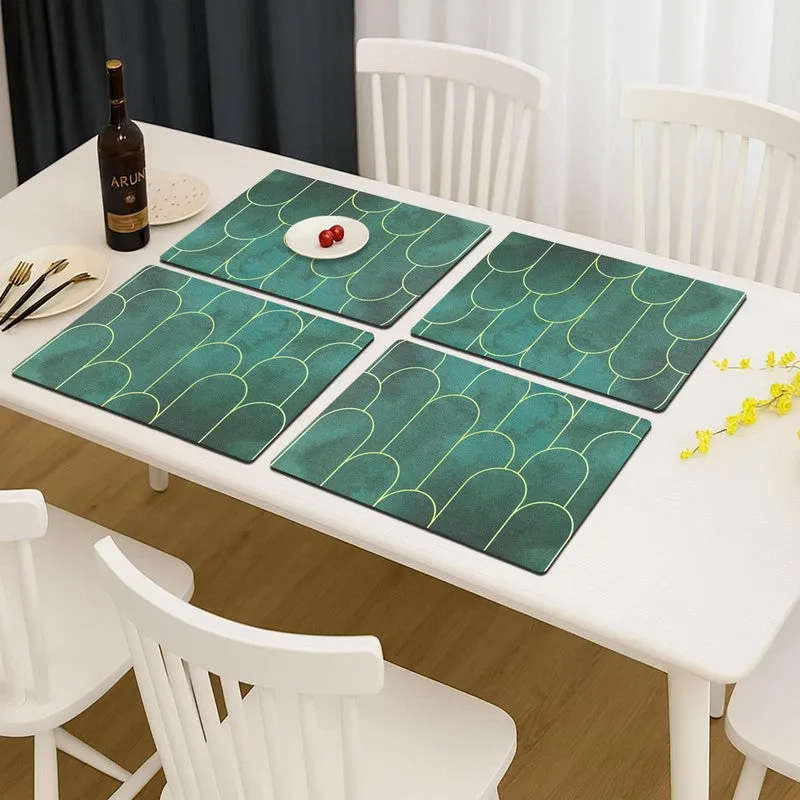 Emerald Green Rectangle Rubber Table Mats - Set Of Four media 1