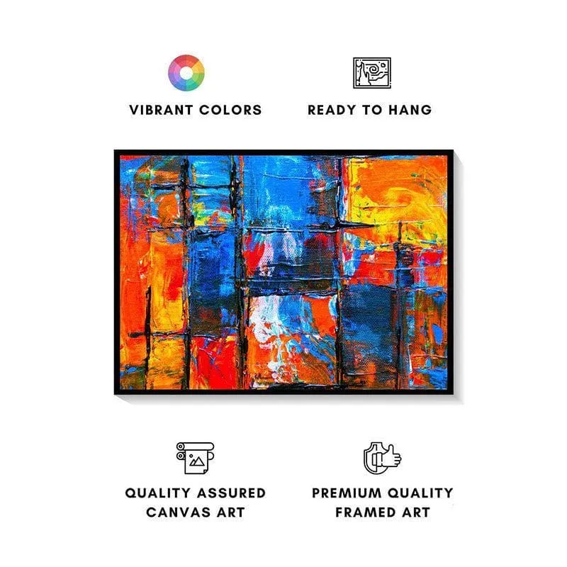 Blue and Orange Canvas Wall Painting - Black Frame media 4