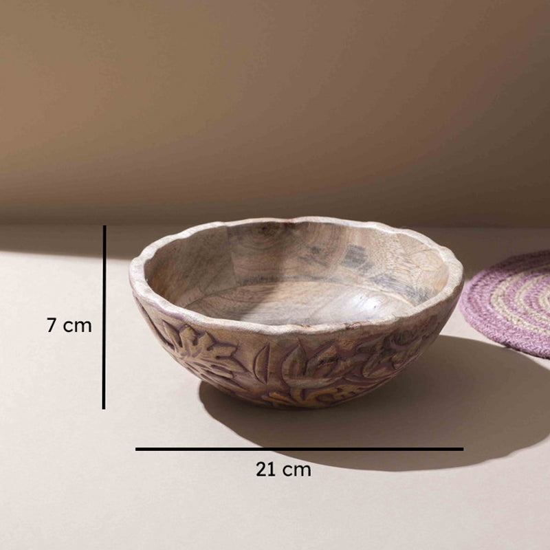 Kaisi Handcrafted Mango Wood Serving Bowl - 800 mL media 6