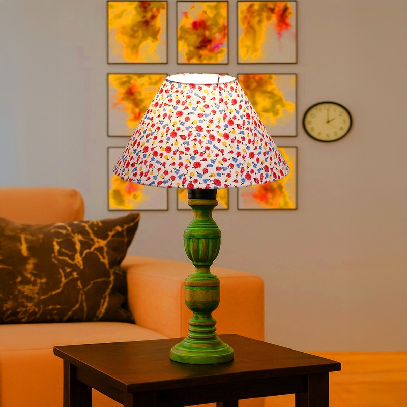 Arvello Solin Floral Wooden Table Lamp - Multicolor media 3