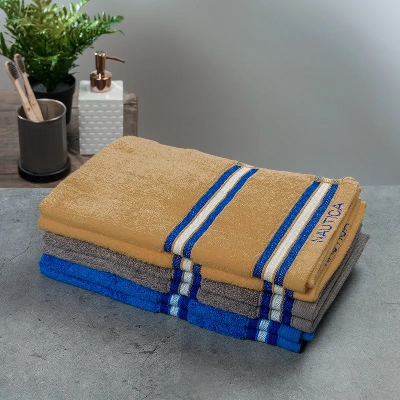 Nautica Dove Dual Down Cotton Hand Towel (Yellow,Blue & Grey) - Set Of Six media 1