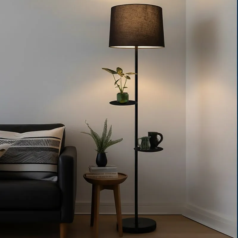 Elfin Floor Lamp With Shelf - Grey media 1