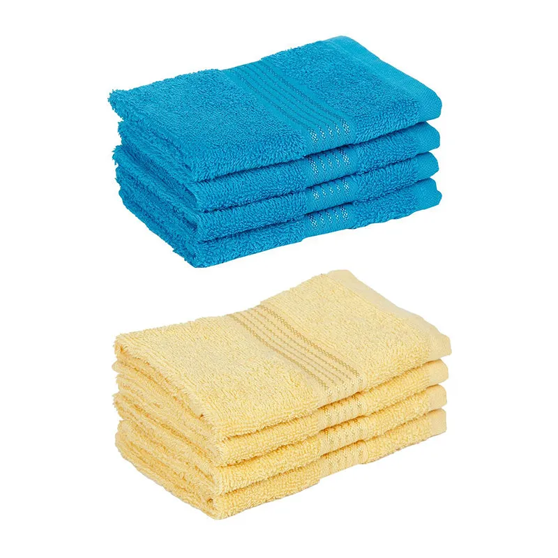 Eva Quick Dry Face Towel (Blue & Yellow) - Set Of Eight media 3