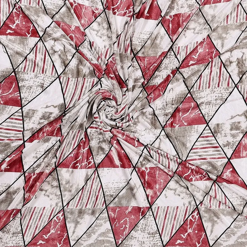 Monte Carlo Urban Triangle Bedsheet (White,Red) - 280 GSM media 5