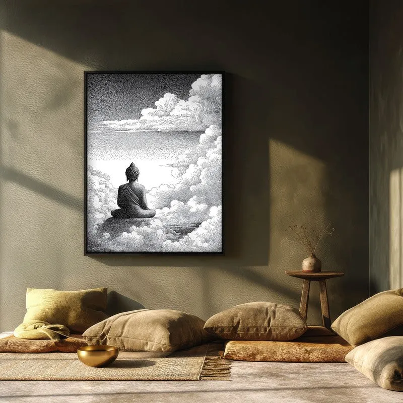 Buddha In Clouded Serenity III Wall Painting With Black Frame media 3