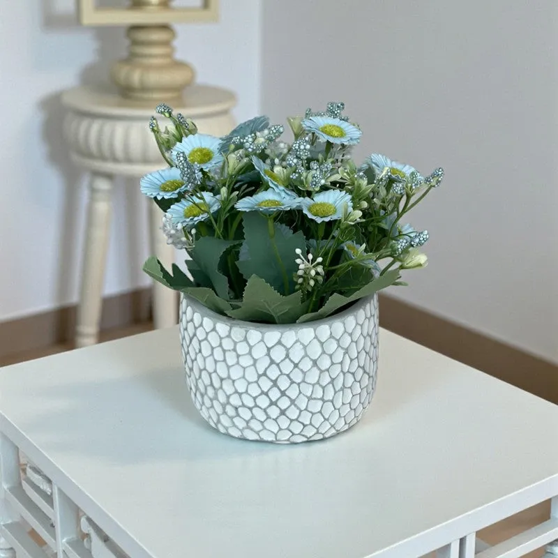 Faux Aster Artificial Flower With Pot - Blue media 1