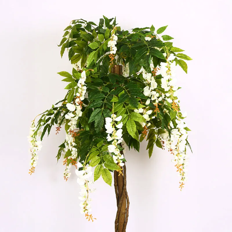 Verdiq Artificial Flowering Plant With Black Plastic Pot (Green & White) - 6 Feet media 5