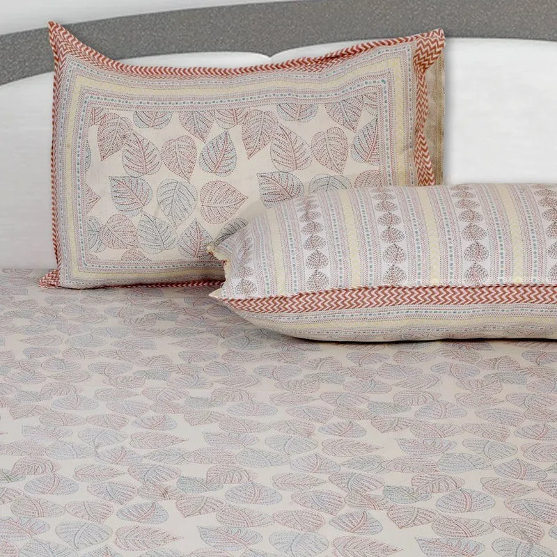Nistara Floral Cotton Bedsheet (Peach) - 144 TC media 4