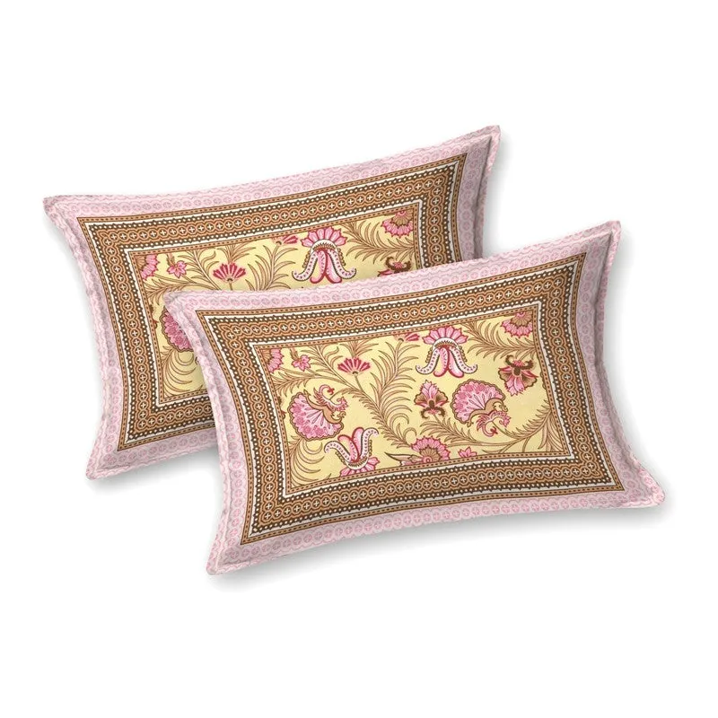 Bloomet Cotton Bedsheet (Yellow,Pink) - 240 TC media 4
