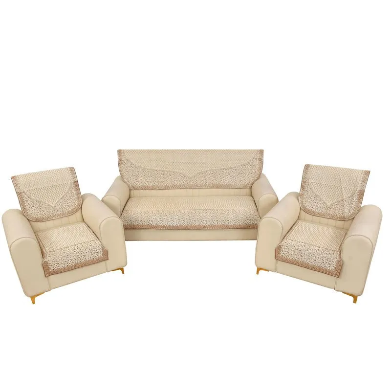 Petite Leaves Chenille Sofa Cover - Beige media 9