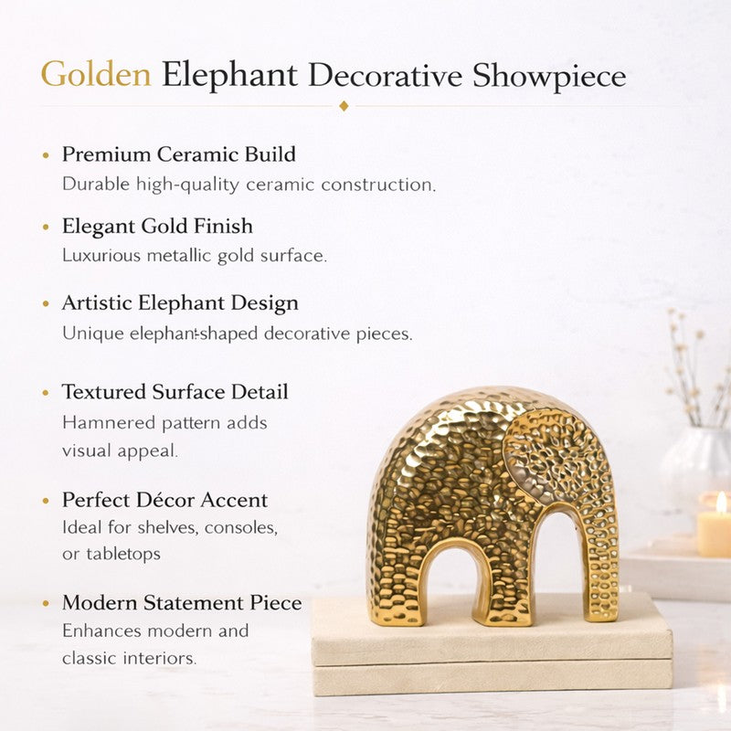 Goldora Elephant Ceramic Showpiece media 6