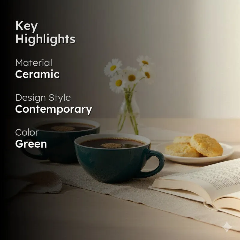 Home Ceramic Tea Cup (240 mL Each) - Set Of Two media 2