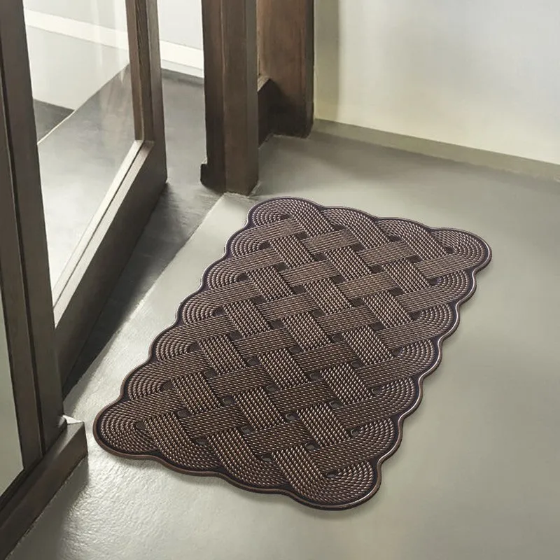 Uria Abstract Rubber Door Mats - Brown media 1
