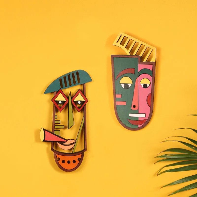 Radha Mask Wooden Wall Accent - Set of Two media 1