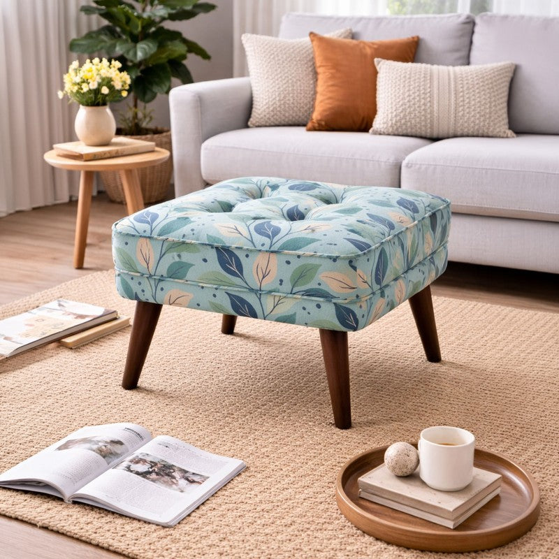 Harmony Teak Wood Ottomans & Pouffe - Blue
