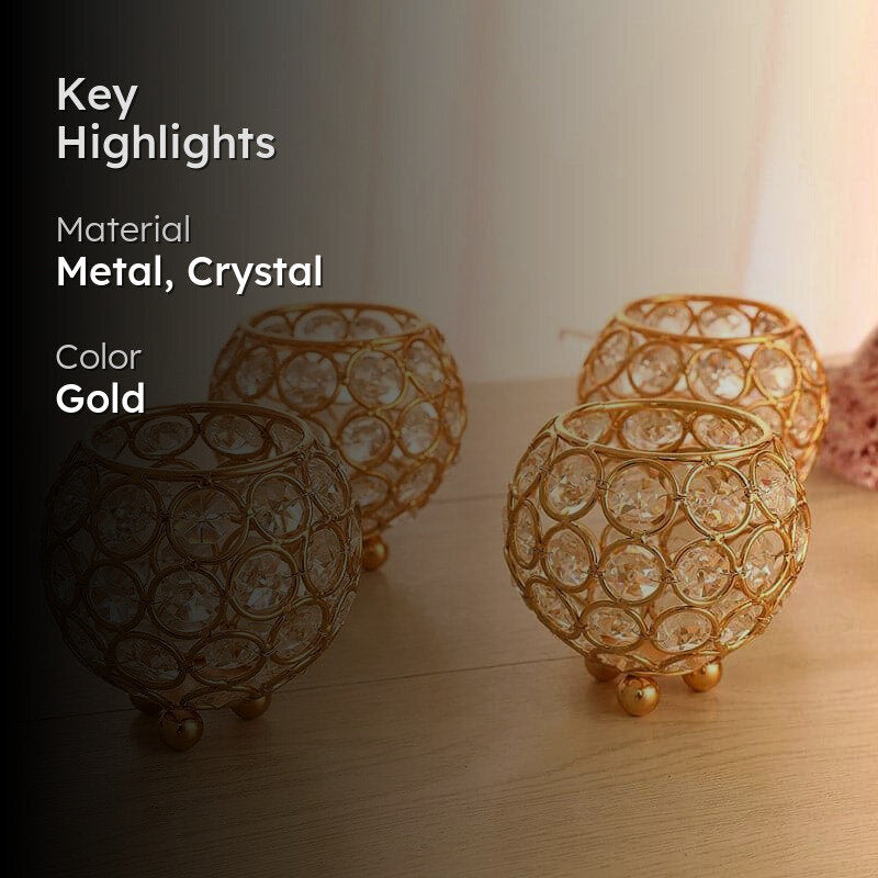 Crystal Glory Tealight Candle Holder - Set Of Four media 2