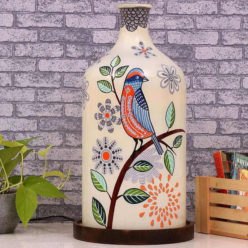 Nature Bloom Hand Painted Glass Table Lamp - Multicolor media 3