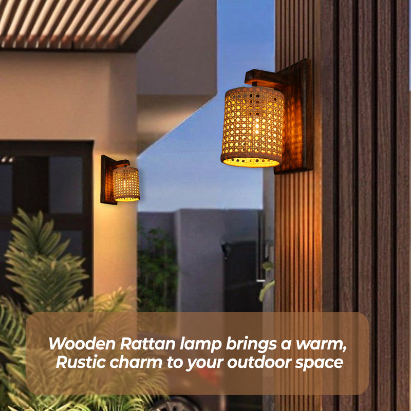 LumaRay Rattan Wall Lamp With Mango Wood Base media 5