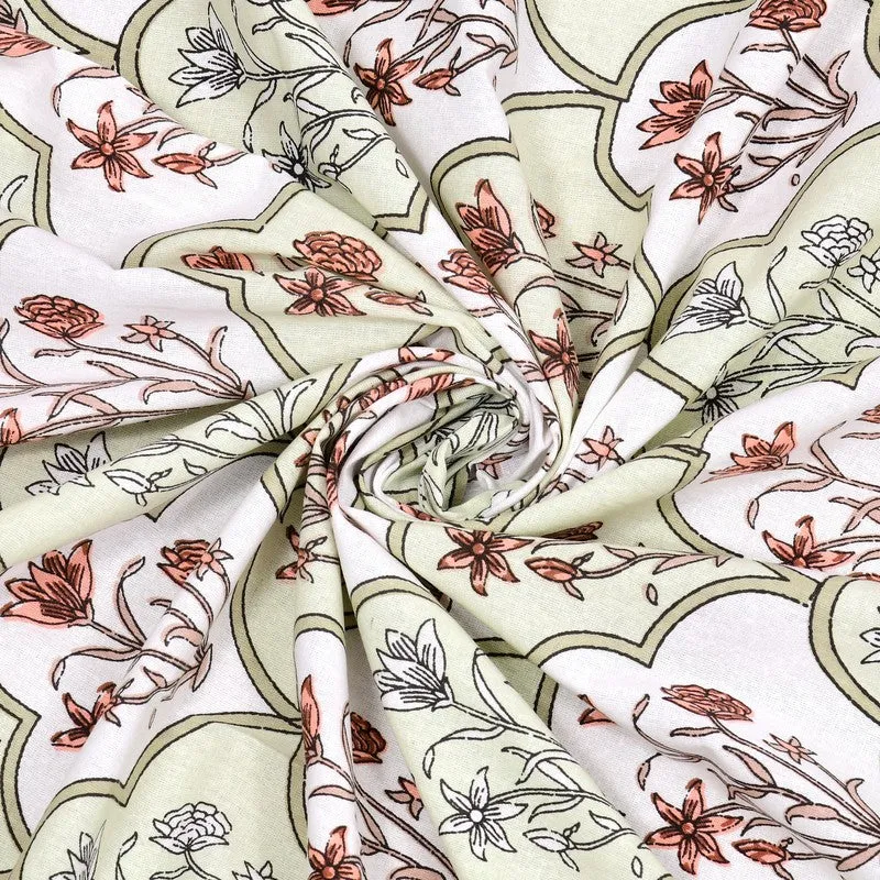 BlossomLine Cotton Table Cover - Green,Peach media 7