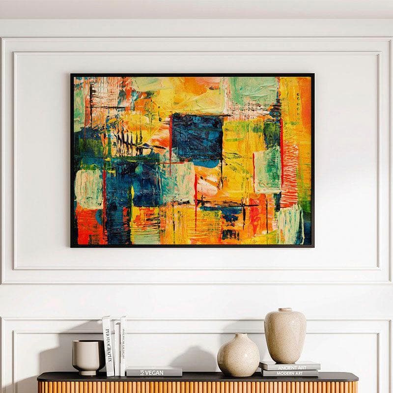 Multi-colored Abstract Canvas Wall Art - Black Frame
