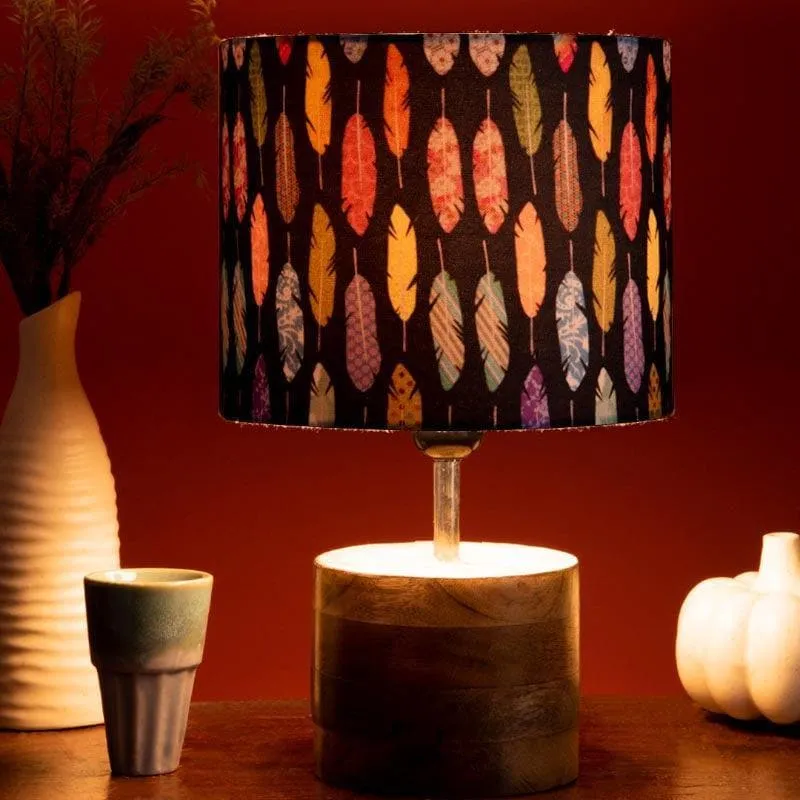 Vivid Feather Log Stand Fabric Table Lamp - Multicolor media 1