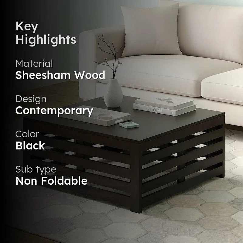 Qervon Sheesham Wooden Center Table - Black media 2