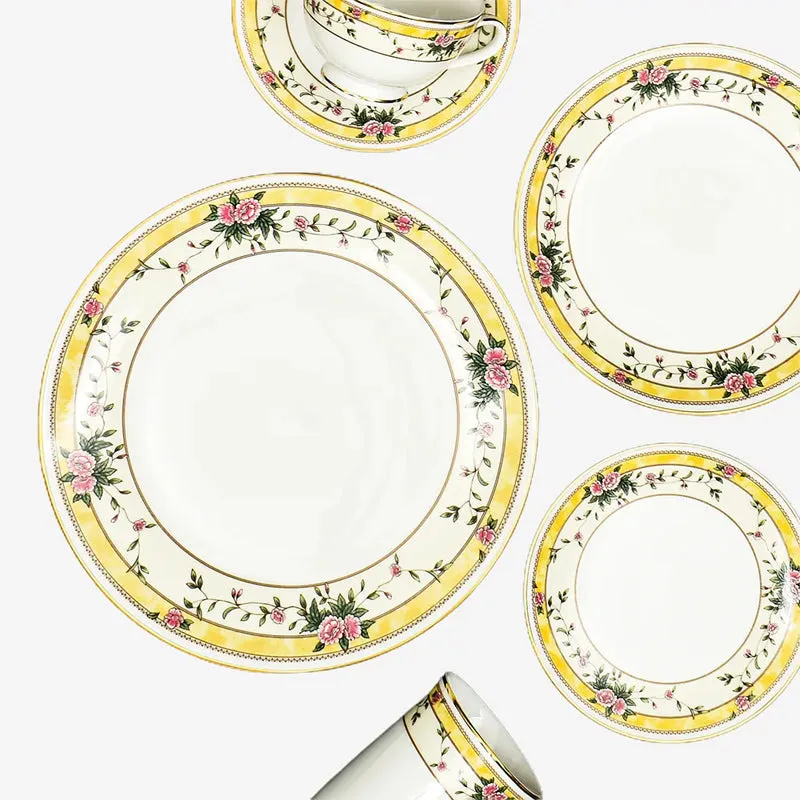 Yesenia 24k Gold Brushed Porcelain Dinner Set - 33 Piece Set media 9
